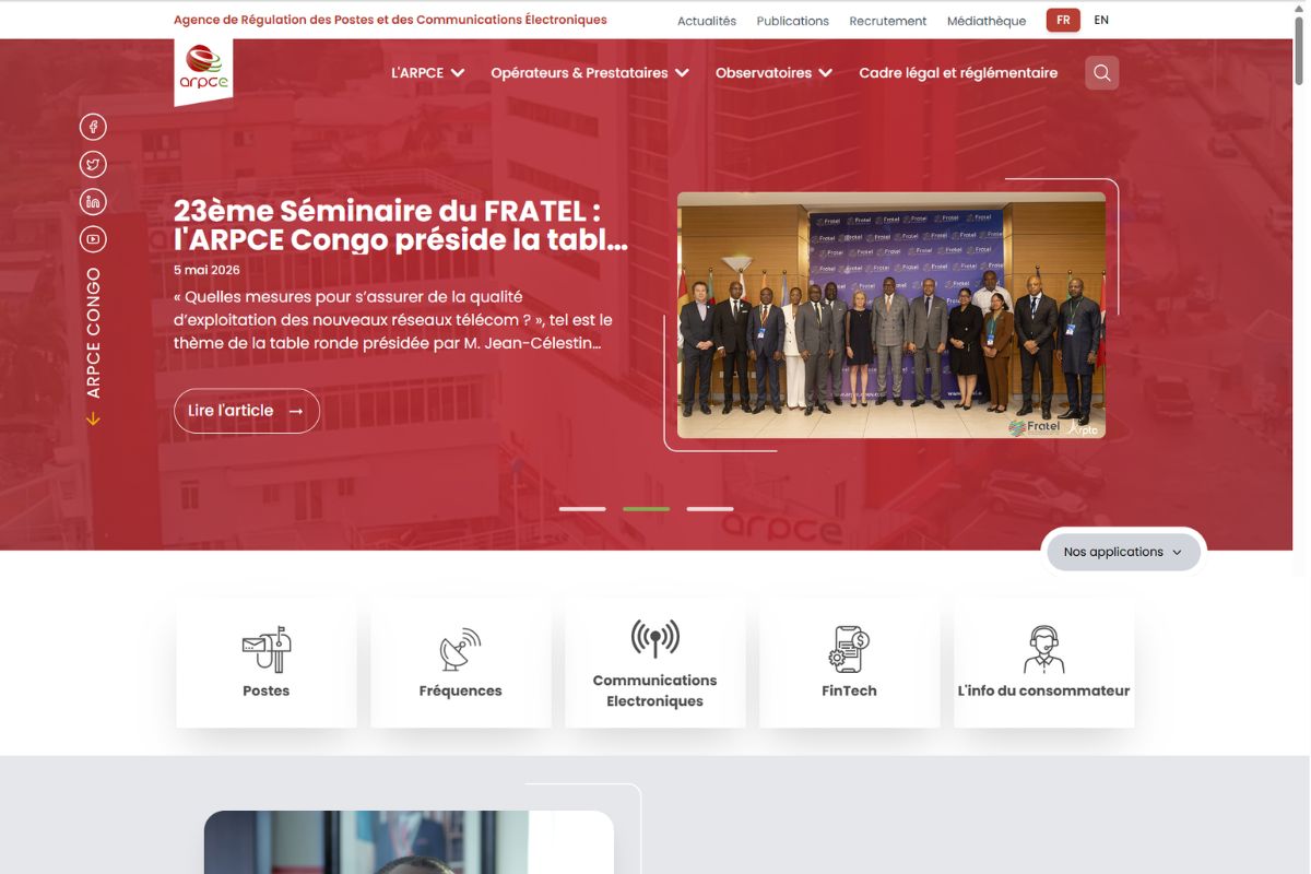 ARPCE portal homepage