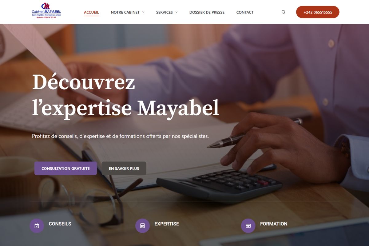 Cabinet Mayabel website homepage